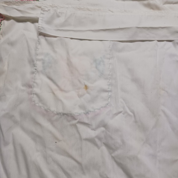 VTG Apron Floral Handmade Embroidered Pockets Bib Smock Pink Cottage farmcore - Picture 9 of 13